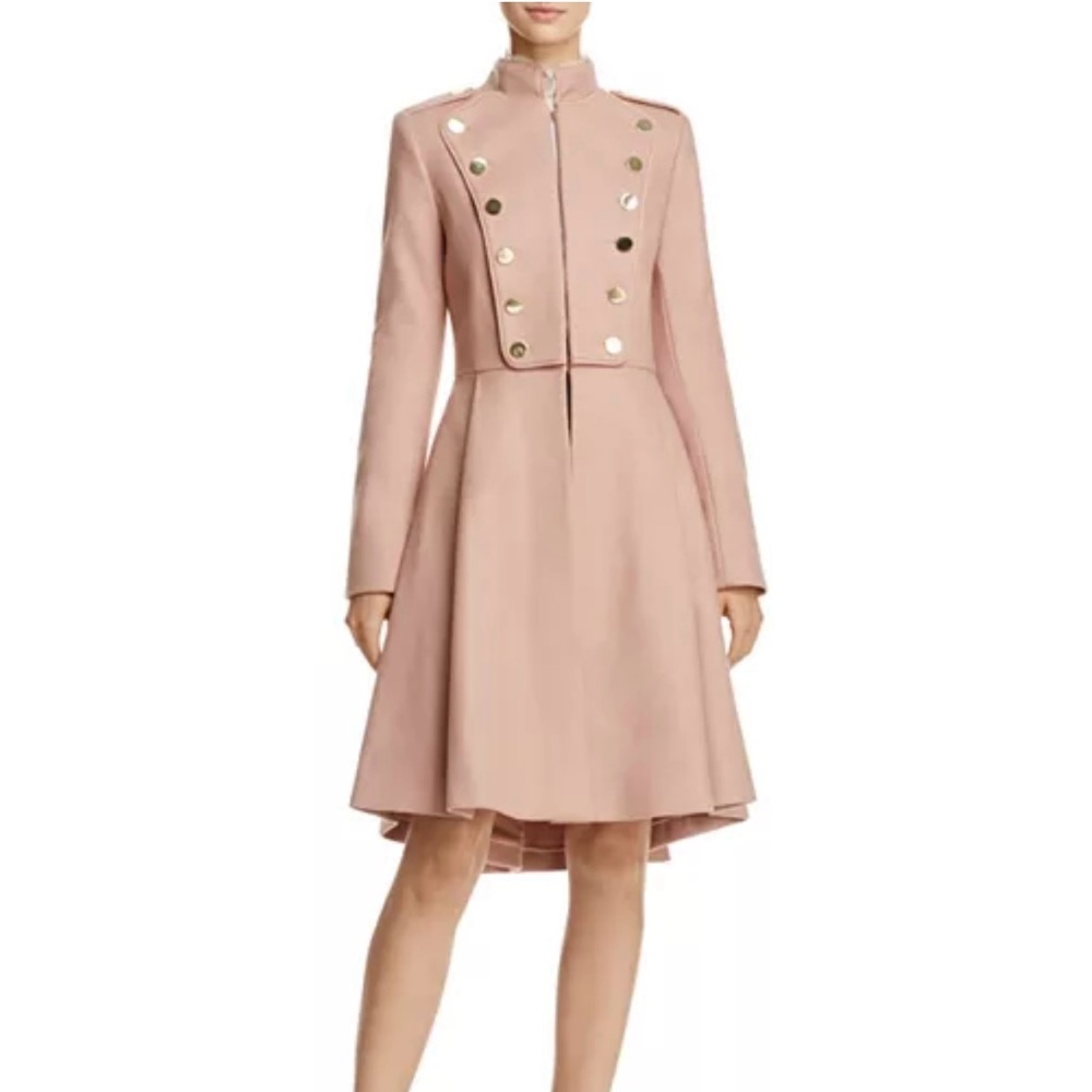 Alice + Olivia Rossi Wool Military Coat Rose with Gold Accents